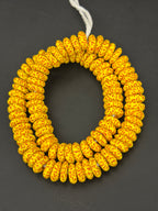 Fused Krobo Rondelle Recycled Glass Beads | Golden Yellow Ghana Glass Beads | Authentic African Jewelry Supplies