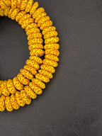Fused Krobo Rondelle Recycled Glass Beads | Golden Yellow Ghana Glass Beads | Authentic African Jewelry Supplies