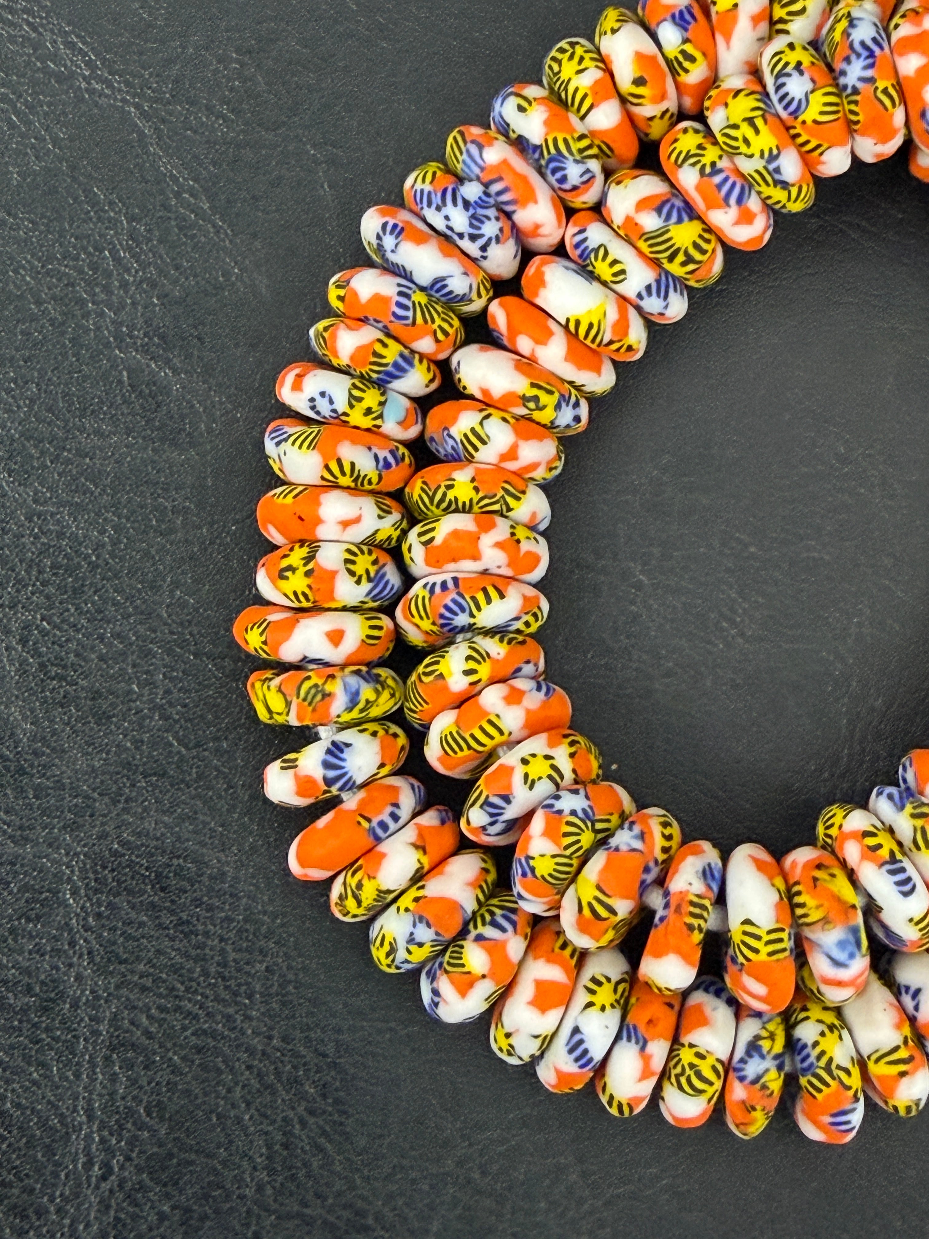 Festival Mosaic Fused Krobo Rondelle Beads | Handmade Recycled Glass Beads from Ghana | 95–99 Beads