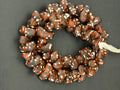 XL Cocoa Ember Canoe-Shaped Krobo Powdered Glass Beads | Brown, Rust & Ivory Recycled Glass Beads | Handmade African Beads from Ghana