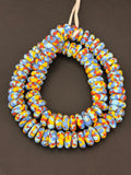 Authentic Ghana Fused Krobo Rondelle Beads – Powder Blue, Golden Yellow & Terracotta Recycled Glass Beads
