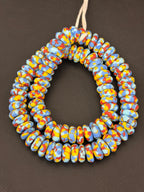 Golden Yellow Organic Rondelle handcrafted Ghanaian recycled glass beads