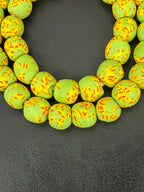 Authentic Fused Krobo Recycled Glass Beads 12–14mm | Green African Glass Beads | Handmade in Ghana