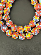 Fused Krobo Recycled Glass Beads 12–14mm | Handmade African Glass Beads from Ghana | Sustainable Designer Jewelry Beads