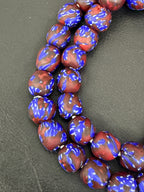 Royal Indigo Fused Krobo Recycled Glass Beads 12–14mm | Handmade African Glass Beads from Ghana | 44 Beads Per Strand