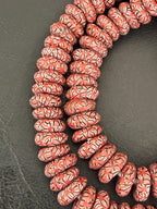 Handcrafted Coral & Black African Saucer Glass Beads from Ghana | Sustainable African Glass Beads
