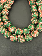 Authentic Fused Krobo Recycled Glass Beads 12–14mm | Green African Glass Beads | Handmade in Ghana