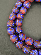 Royal Indigo Fused Krobo Recycled Glass Beads 12–14mm | Handmade African Glass Beads from Ghana | 44 Beads Per Strand