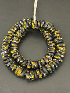 Midnight Heritage Fused Krobo Rondelle Recycled Glass Beads | Handmade Ghana African Glass Beads | 95–99 Beads per Strand