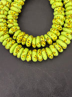 Refractured Krobo Rondelle Recycled Glass Beads | Lime Green Ghana Glass Beads | Authentic African Designer Jewelry Supplies