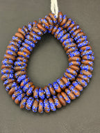 Golden Yellow Organic Rondelle handcrafted Ghanaian recycled glass beads