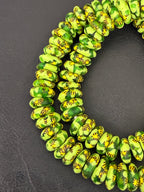 Fused Krobo Rondelle Recycled Glass Beads | Lime Green Ghana Glass Beads | Authentic African Designer Jewelry Supplies