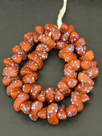 XL Burnt Orange Confetti Canoe-Shaped Krobo Powdered Glass Beads | Handmade Recycled Glass Beads from Ghana | Large Hole African Statement Beads