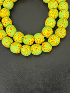 Authentic Fused Krobo Recycled Glass Beads 12–14mm | Green African Glass Beads | Handmade in Ghana