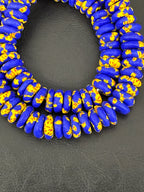 Authentic Royal Blue Fused Krobo Rondelle Glass Beads for Jewelry Designers | Ghana Artisan Collection