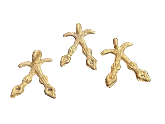 3 African brass pendant, Adinkra symbol pendants, akofena