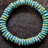 African Glass Beads - Green Spacer Beads With Dotted Design For One Of A Kind Jewelry.