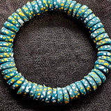 African Glass Beads - Green Spacer Beads With Dotted Design For One Of A Kind Jewelry.