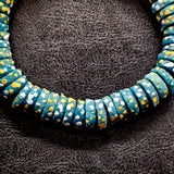 African Glass Beads - Green Spacer Beads With Dotted Design For One Of A Kind Jewelry.
