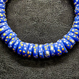 African Glass Beads - Blue Spacer Beads With Dotted Design For One Of A Kind Jewelry.
