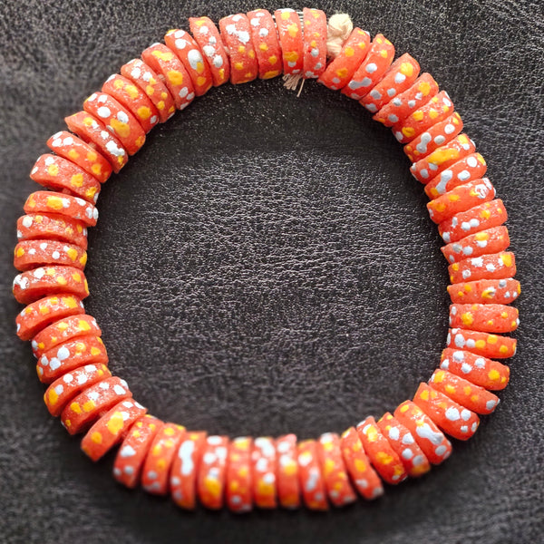 African Glass Beads - Flat Spacer Beads For One Of A Kind Jewelry.