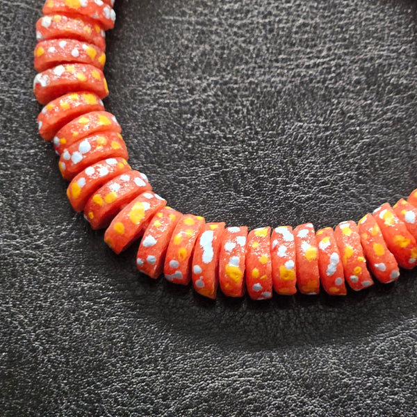 African Glass Beads - Flat Spacer Beads For One Of A Kind Jewelry.