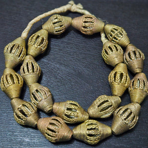 Create with Authenticity: African Brass Beads Strand - 18 Handcrafted Pieces - Aadampo