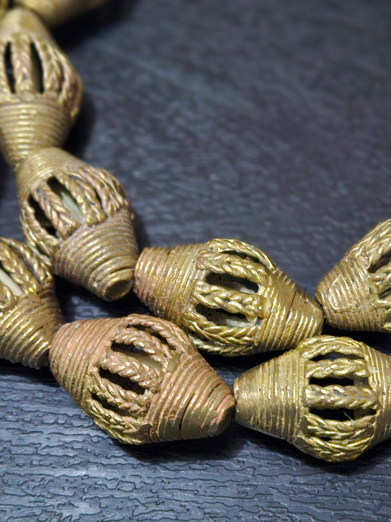 Create with Authenticity: African Brass Beads Strand - 18 Handcrafted Pieces