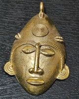 Unique Artistry: African Brass Tribal Mask Pendant - Limited Stock