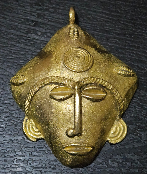 Versatile African Brass Mask Pendant - Perfect for Artistic Creations.
