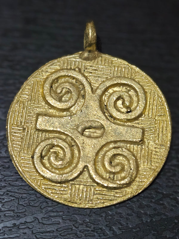 African Brass Pendant Crafted in Adinkra Symbol Humility and Strength.