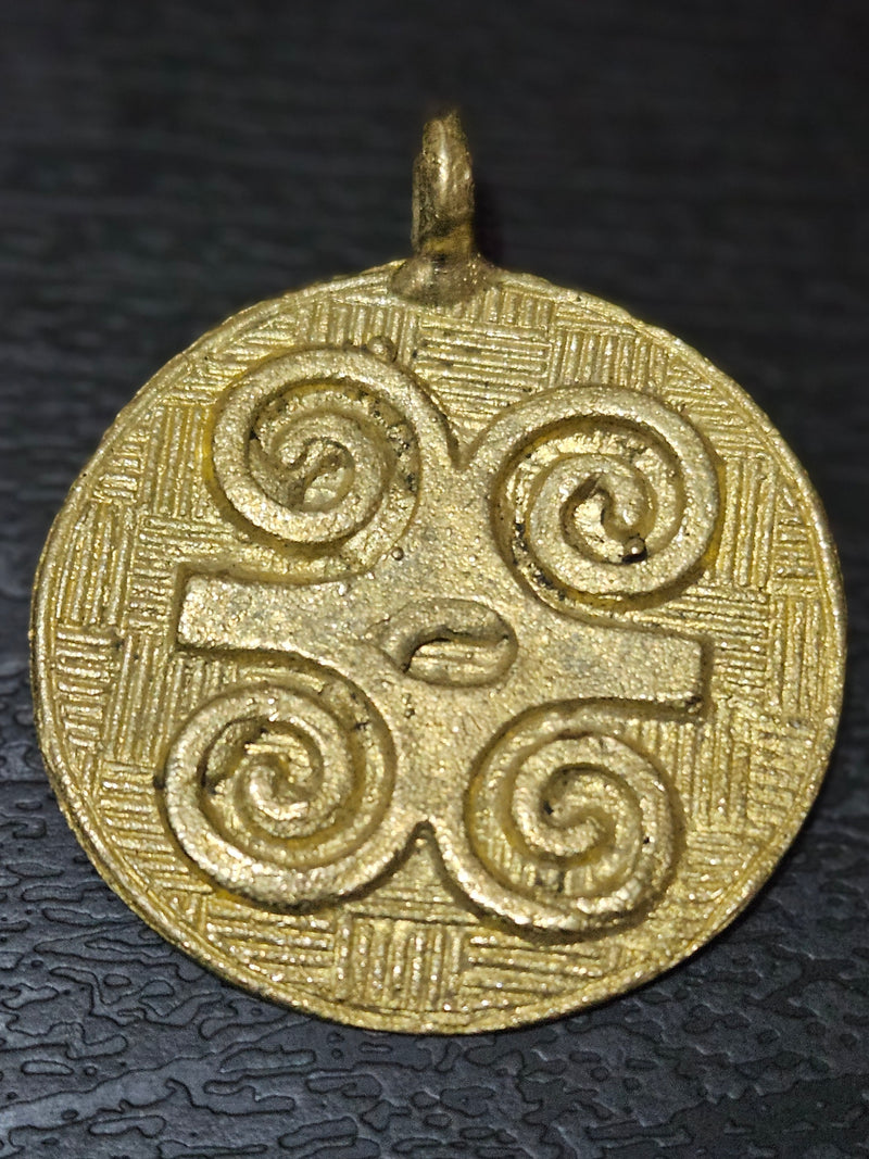 African Brass Pendant Crafted in Adinkra Symbol Humility and Strength.