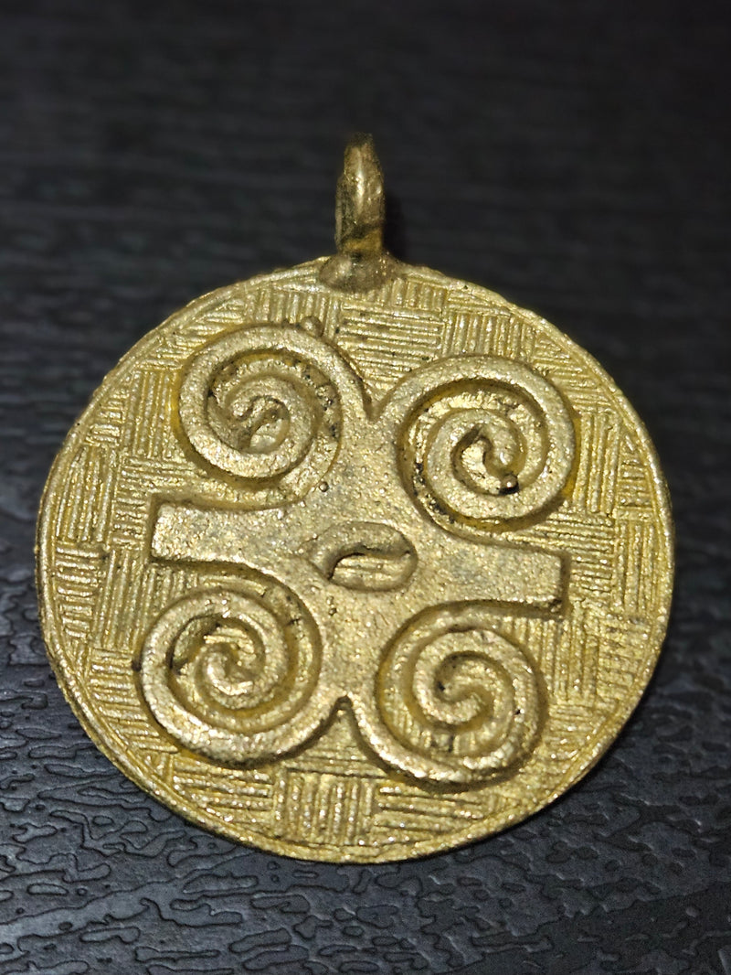 African Brass Pendant Crafted in Adinkra Symbol Humility and Strength.