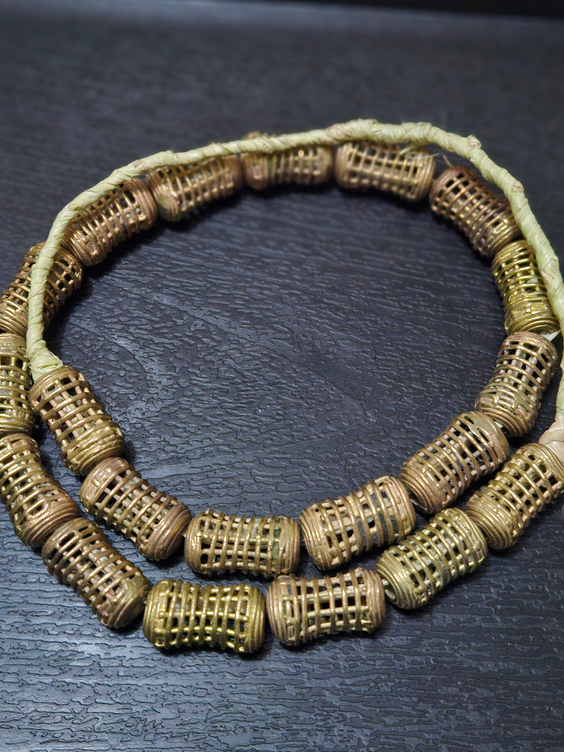 Exquisite Craftsmanship: Authentic African Brass Beads Strand - 20 Pieces
