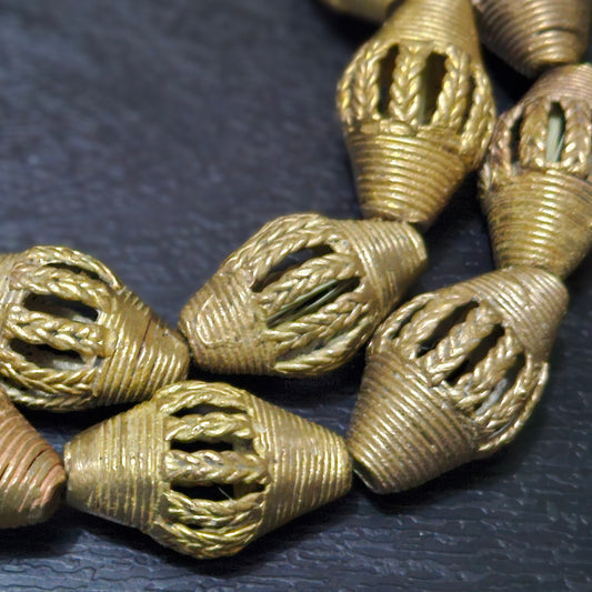 Create with Authenticity: African Brass Beads Strand - 18 Handcrafted Pieces - Aadampo