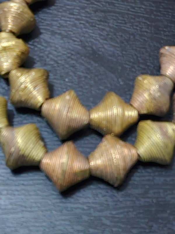 Genuine African Brass Beads from Ghana: 25 Count Strand for Jewelry Making and More.