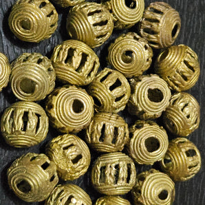 Authentic African Brass Loose Beads - 30 Count Pack, 13-15mm Round for $16 - Aadampo