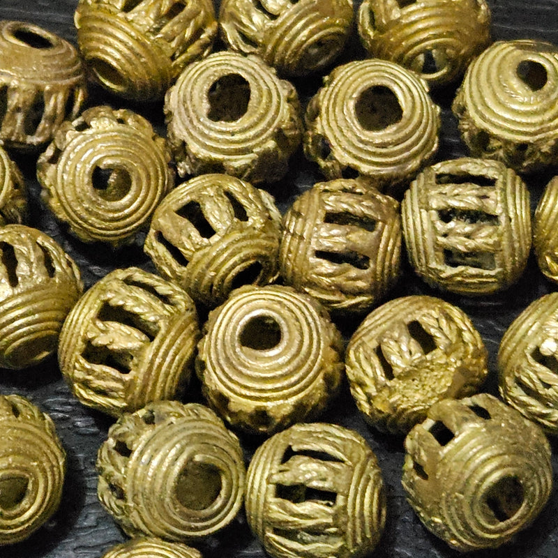 Authentic African Brass Loose Beads - 30 Count Pack, 13-15mm Round for $16
