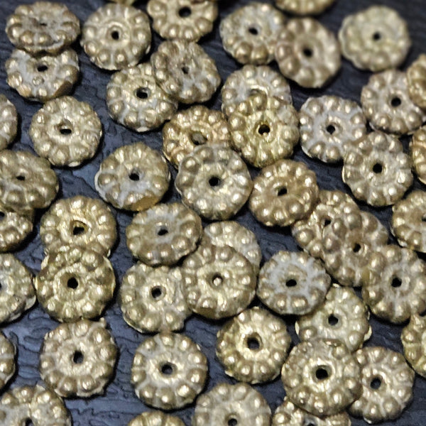 Artisanal Craftsmanship: Handmade African Brass Flower Spacer Beads - 30 Pieces for Jewelry Making & Other Projects.