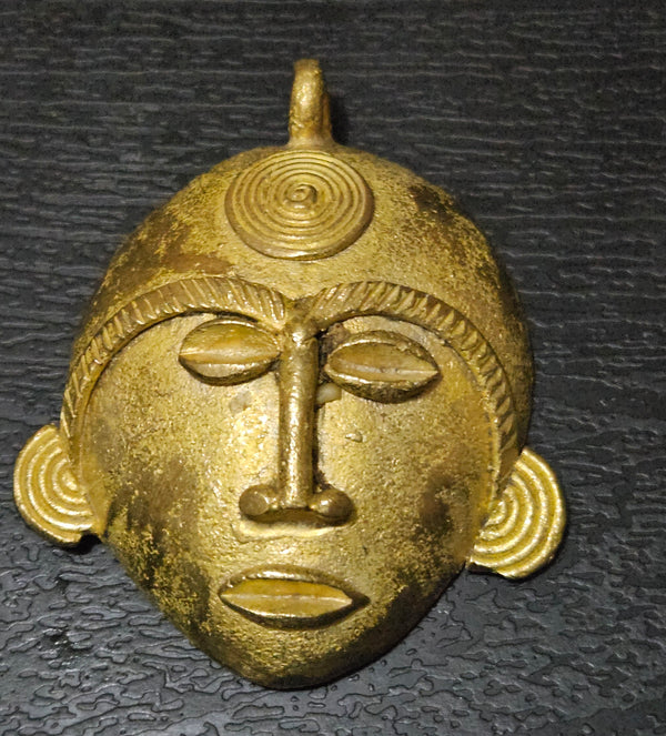 Unique African Brass Tribal Mask Pendant.