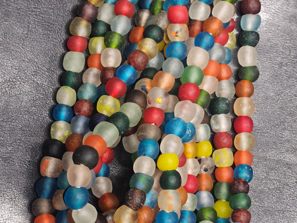 8mm Mixed African Recycled Glass Beads - Round Krobo Beads