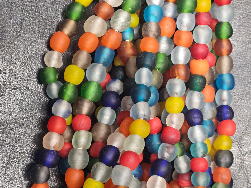 11mm Mixed African Recycled Glass Beads - Round Krobo Beads