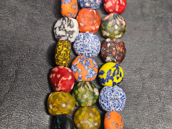 Colorful Creations: 21-22mm × 22-23mm African Recycled Glass Beads
