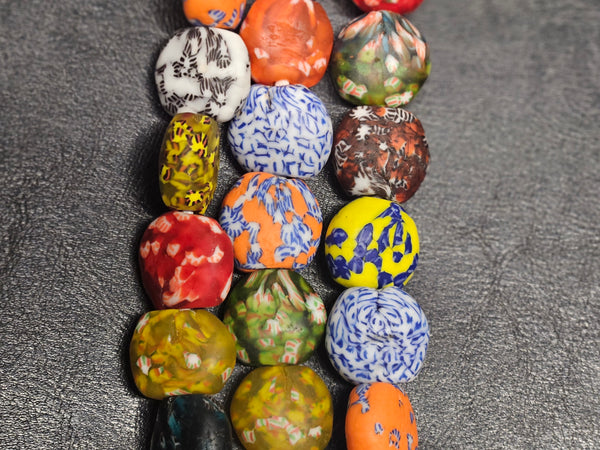 Colorful Creations: 21-22mm × 22-23mm African Recycled Glass Beads