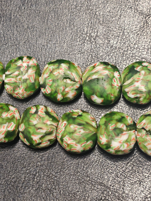 Crafting Consciousness: Flat Round African Glass Beads - 21-22mm × 22-23mm