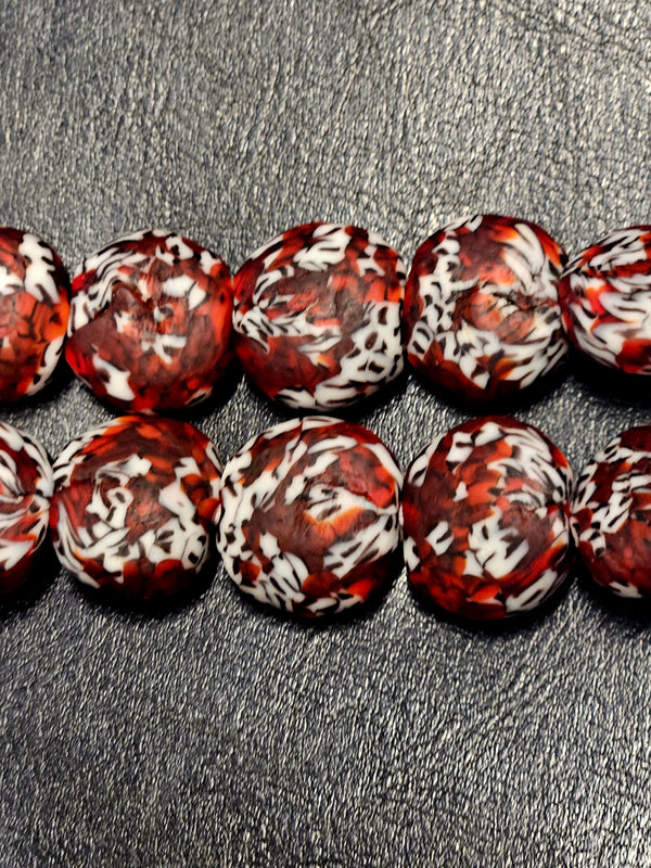 Ethically Sourced Flat Round Glass Beads - 21-22mm × 22-23mm