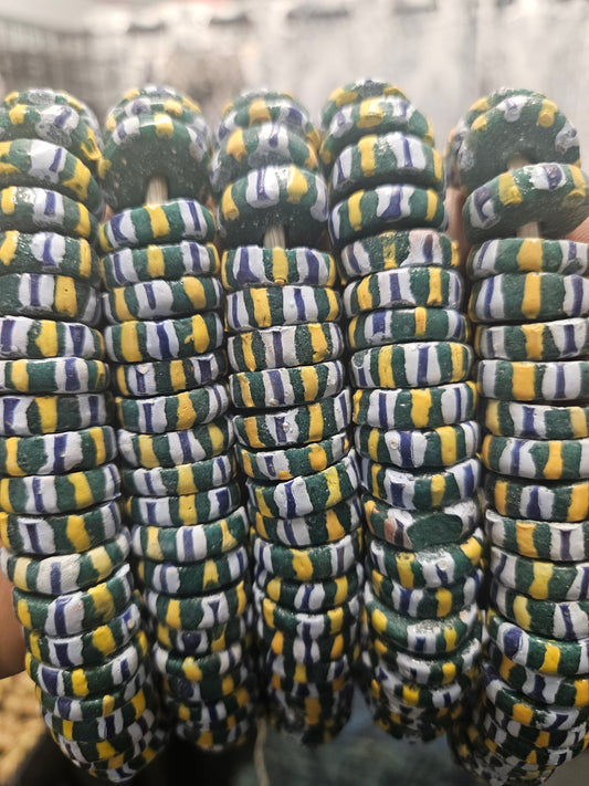 Beautiful African glass beads, chevron stripped spacer beads - Aadampo
