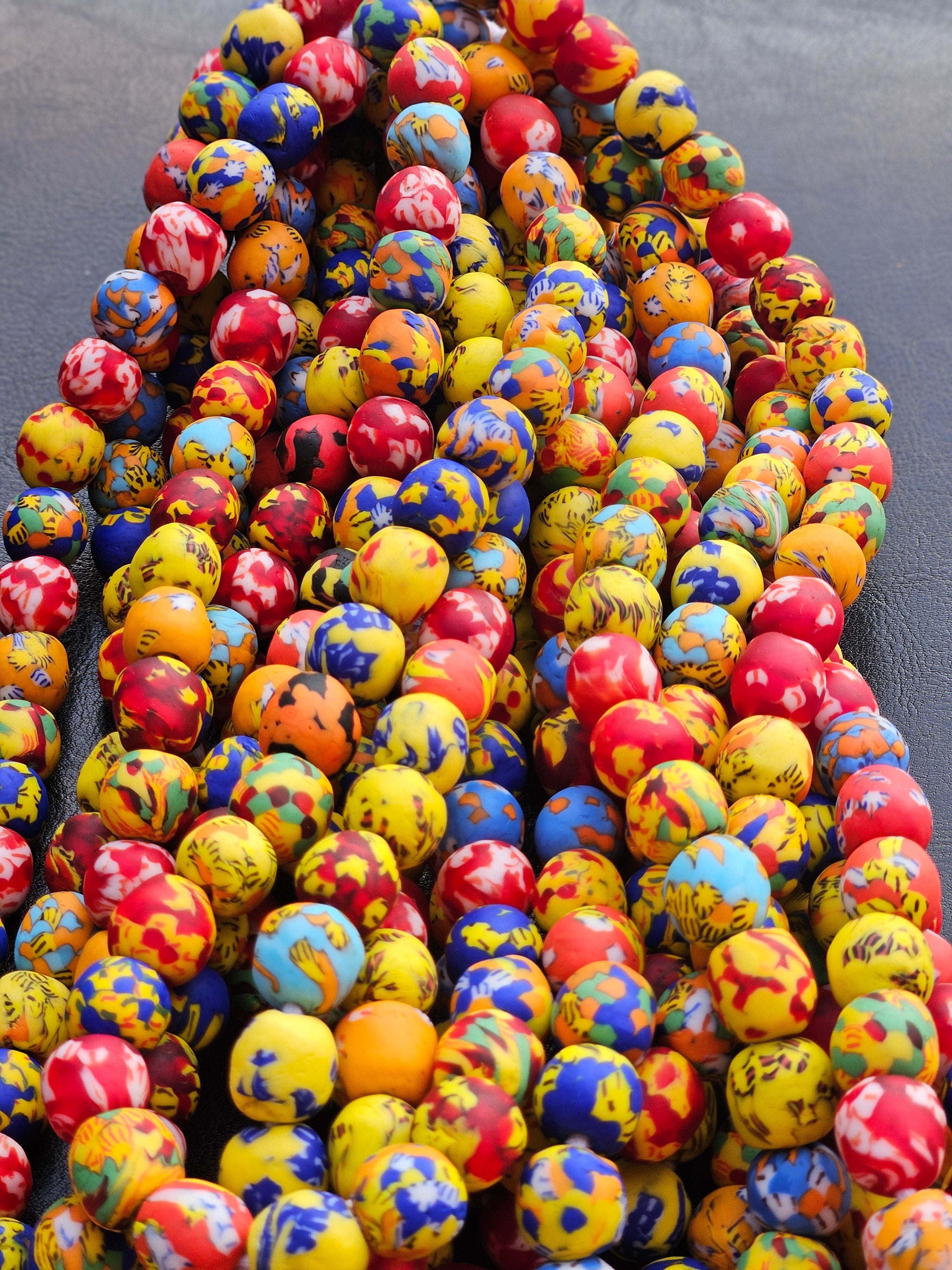 Large-Hole Glass Beads from Ghana - Vibrant Mix - Aadampo