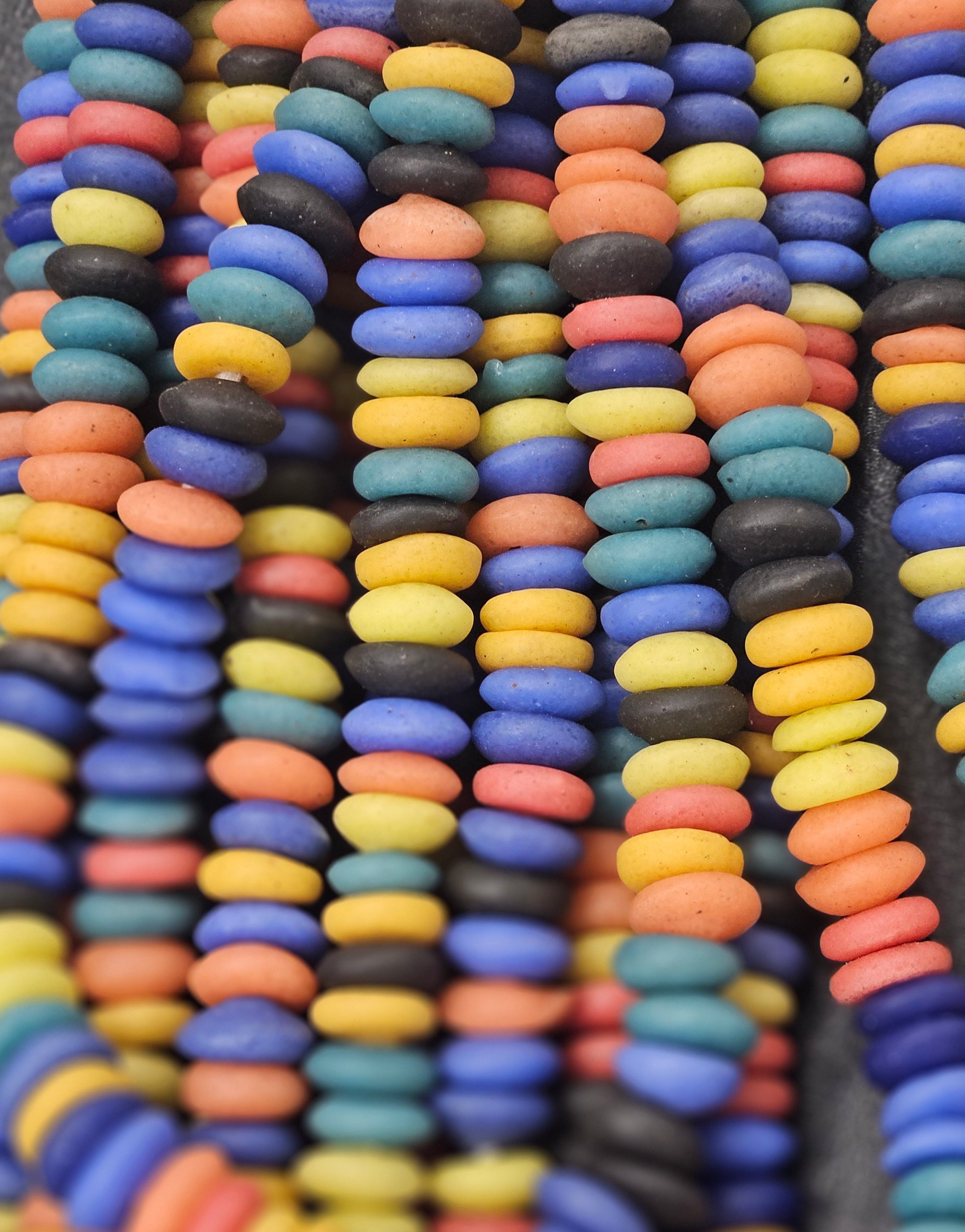 Create with Multicolored Handcrafted Ashanti Spacers: Perfect for Jewelry Making and Artistic Projects - Aadampo