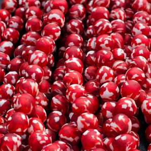 Vibrant Red and White Fused African Recycled Glass Beads - Aadampo